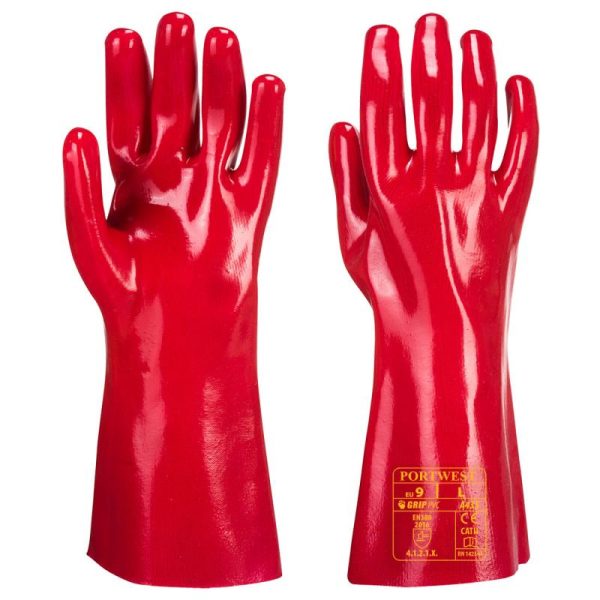 Red Pvc Gloves With Polyester Lining